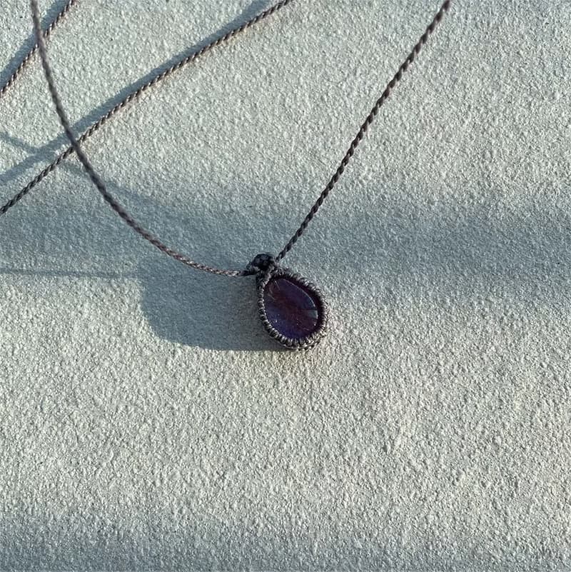 Amethyst Vintage Macrame Stone Necklace