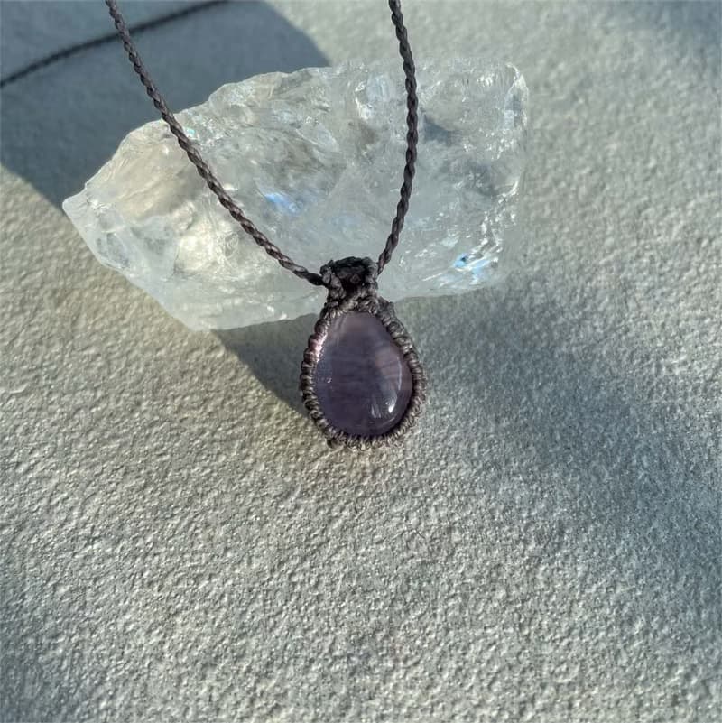 Amethyst Vintage Macrame Stone Necklace