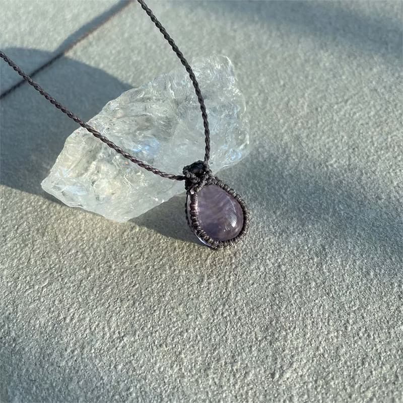 Amethyst Vintage Macrame Stone Necklace