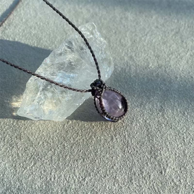 Amethyst Vintage Macrame Stone Necklace