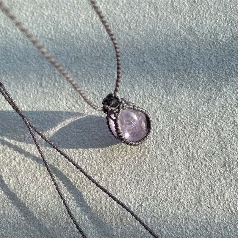 Amethyst Vintage Macrame Stone Necklace
