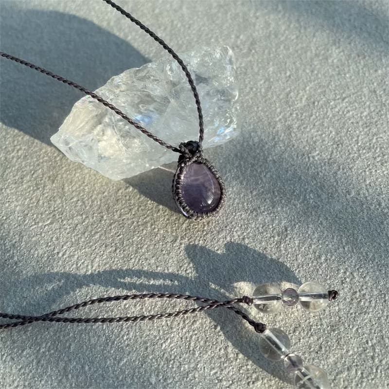 Amethyst Vintage Macrame Stone Necklace