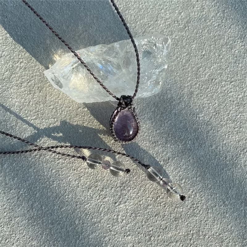 Amethyst Vintage Macrame Stone Necklace