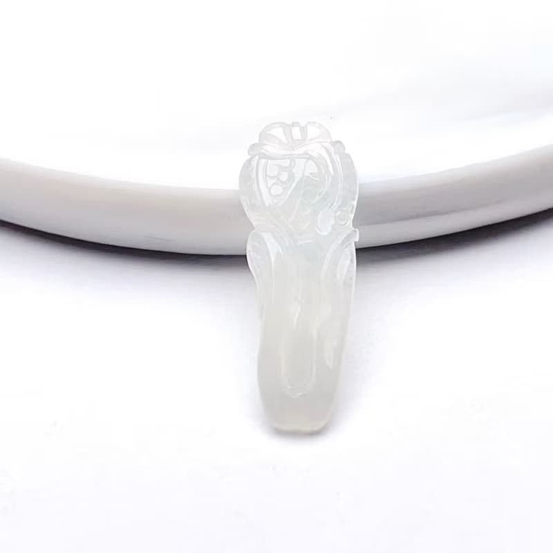 冰種翡翠白菜吊飾 | 天然緬甸玉翡翠A貨