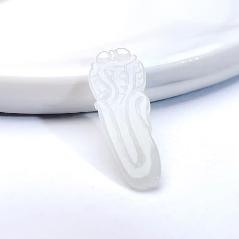 冰種翡翠白菜吊飾 | 天然緬甸玉翡翠A貨