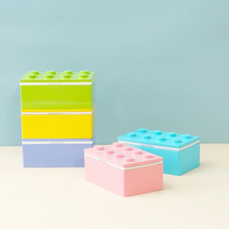 P:BLOCK 兒童 便當盒 積木造型 禮物 環保 便當 食物袋 野餐 日本
