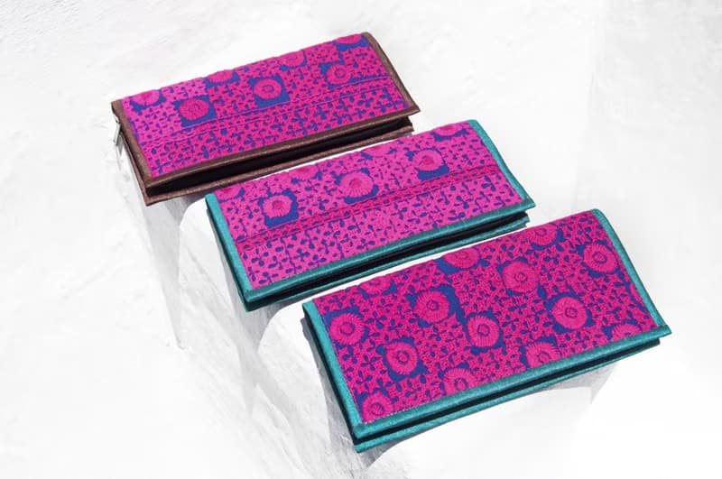 手工刺繡錢包 民族風長夾 刺繡皮夾 手工蕾絲長夾-沙漠蕾絲刺繡風