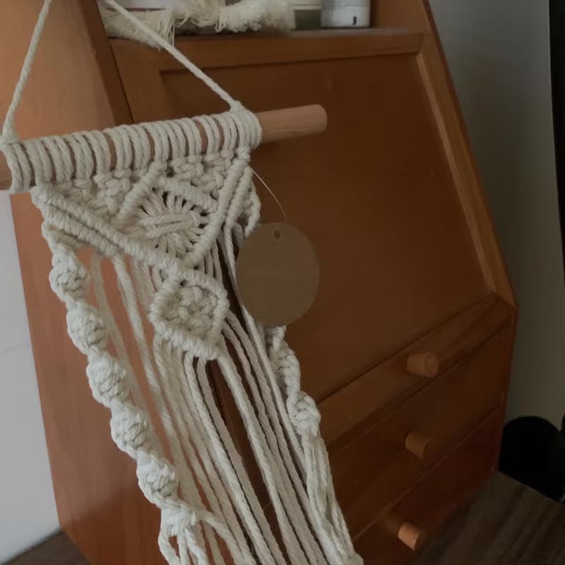 Macrame 森林 原木 編織 植物 乾燥花 吊籃 吊飾