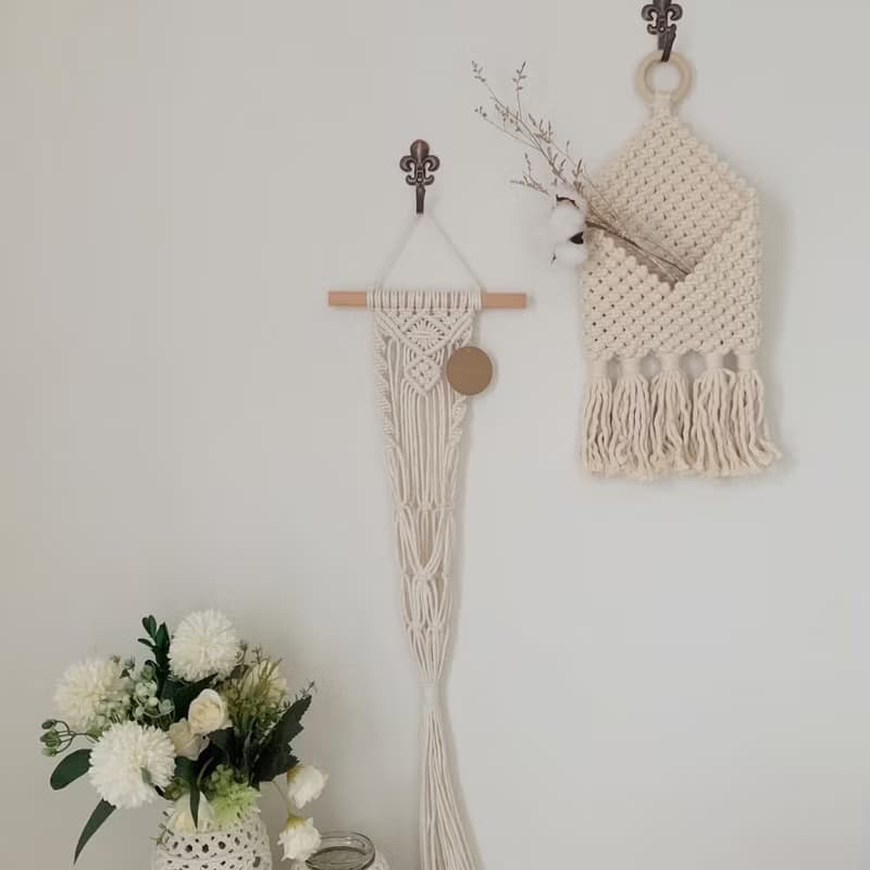 Macrame 森林 原木 編織 植物 乾燥花 吊籃 吊飾