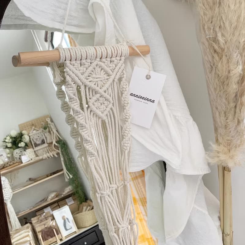 Macrame 森林 原木 編織 植物 乾燥花 吊籃 吊飾