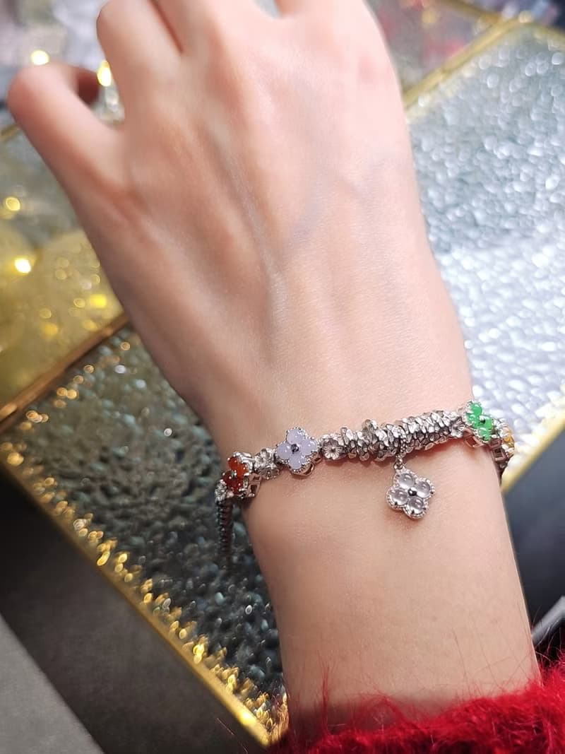 |轉好運•補五行|夢幻馬卡龍彩虹多寶盤纏|緬甸A貨翡翠純銀手鏈