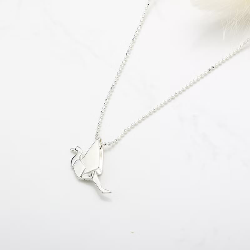 【Angel & Me】摺紙 鶴 紙鶴 s925 純銀 項鍊 生日 情人節 禮物