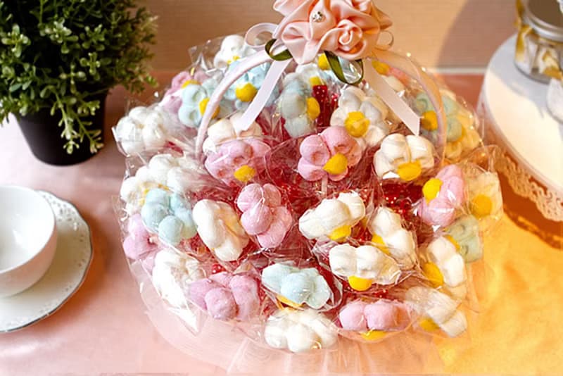 義大利大花花造型棉花糖X50支+小提籃x1個 活動禮贈品 生日 婚禮