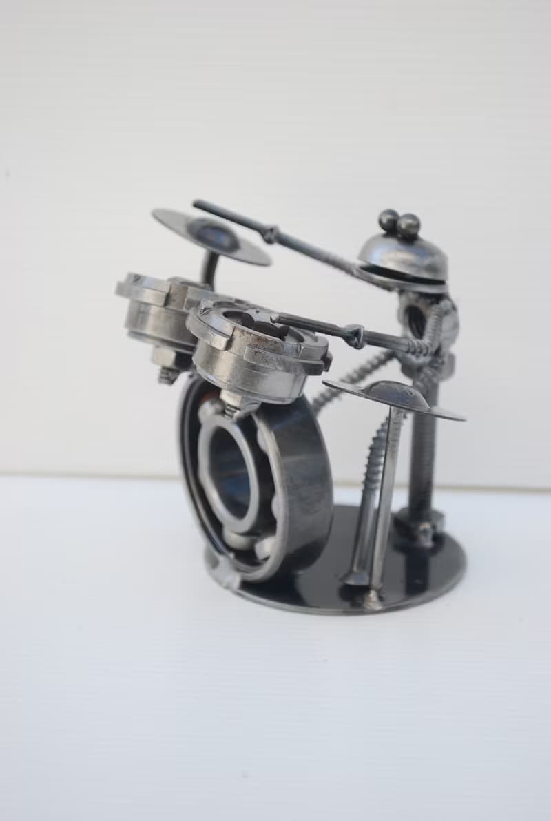 Frog play Drum Scrap Metal Sculpture, Gift For Anniversary, Welding Sculpture