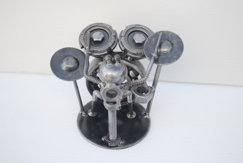 Frog play Drum Scrap Metal Sculpture, Gift For Anniversary, Welding Sculpture