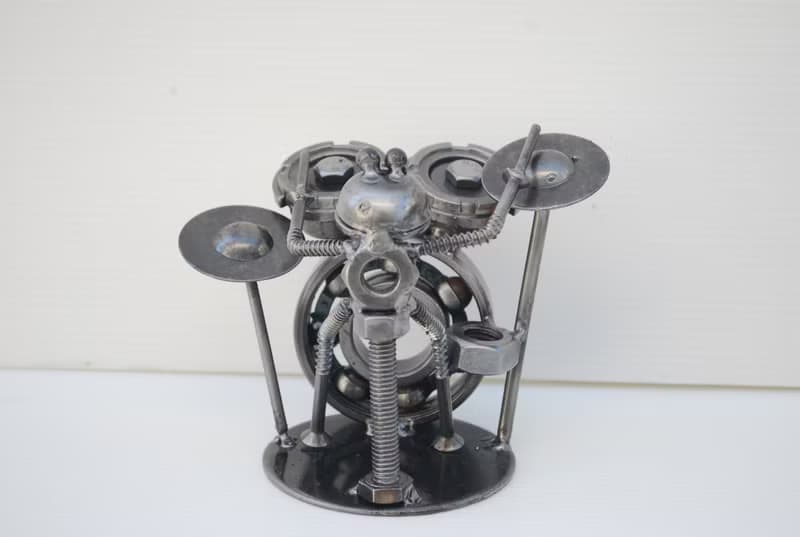 Frog play Drum Scrap Metal Sculpture, Gift For Anniversary, Welding Sculpture