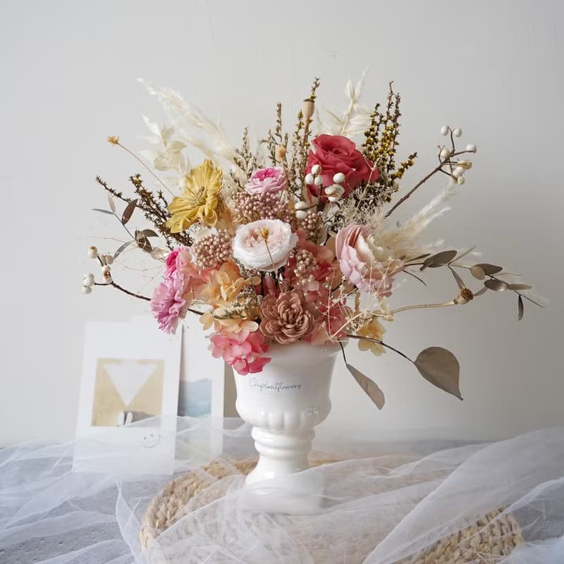 【竒花】果粉香永生花乾燥花盆花 冠軍杯 開幕 喬遷 生日