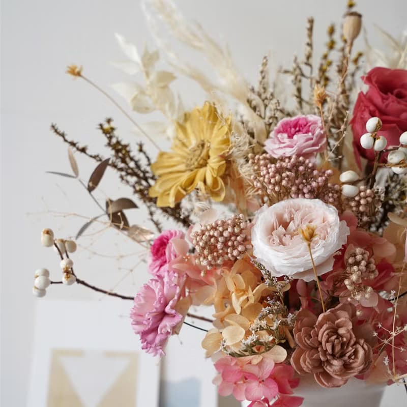 【竒花】果粉香永生花乾燥花盆花 冠軍杯 開幕 喬遷 生日