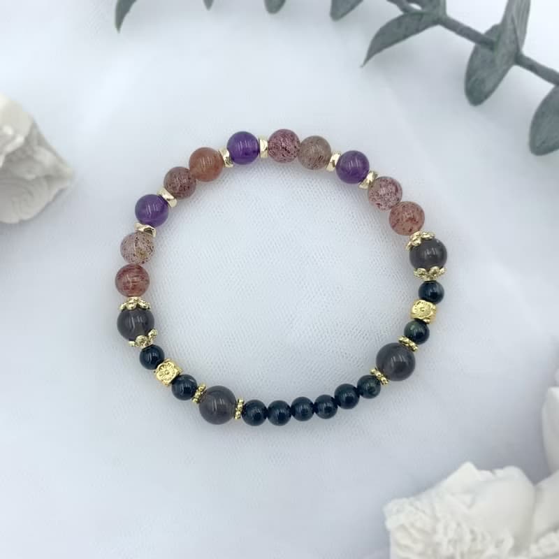 女巫湯 / 紫水晶 草莓晶 冰曜石 黑碧璽 水晶手鍊