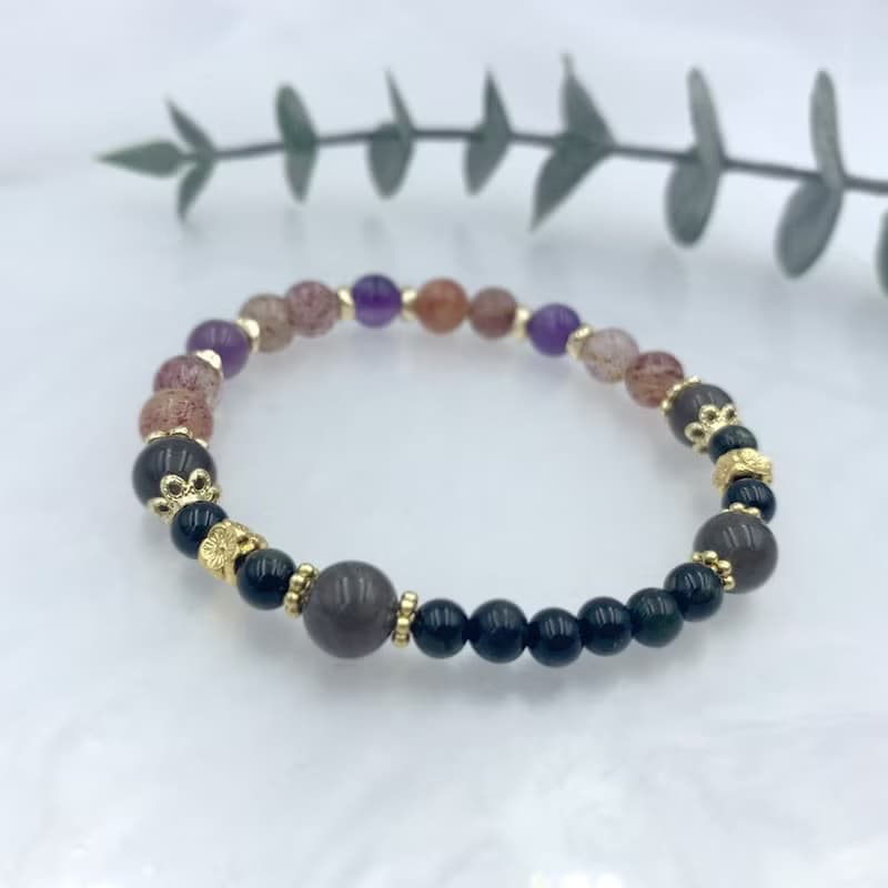 女巫湯 / 紫水晶 草莓晶 冰曜石 黑碧璽 水晶手鍊