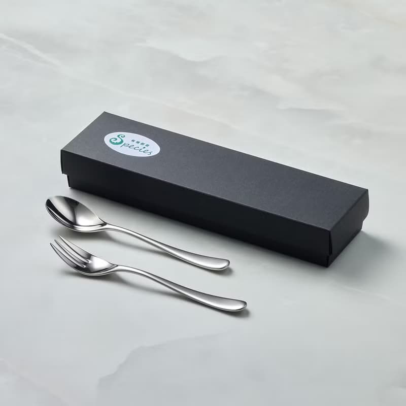 日本山崎金屬 - AQUATIQUE系列 - 霧面不鏽鋼點心叉匙組(2件式)