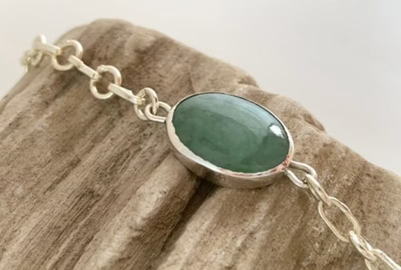 ミャンマー産天然翡翠 Silverブレスレット