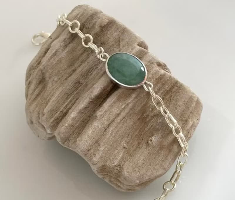 ミャンマー産天然翡翠 Silverブレスレット