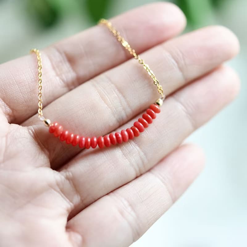 運気を上げる　コーラル 赤サンゴのアンクレット 3月の誕生石