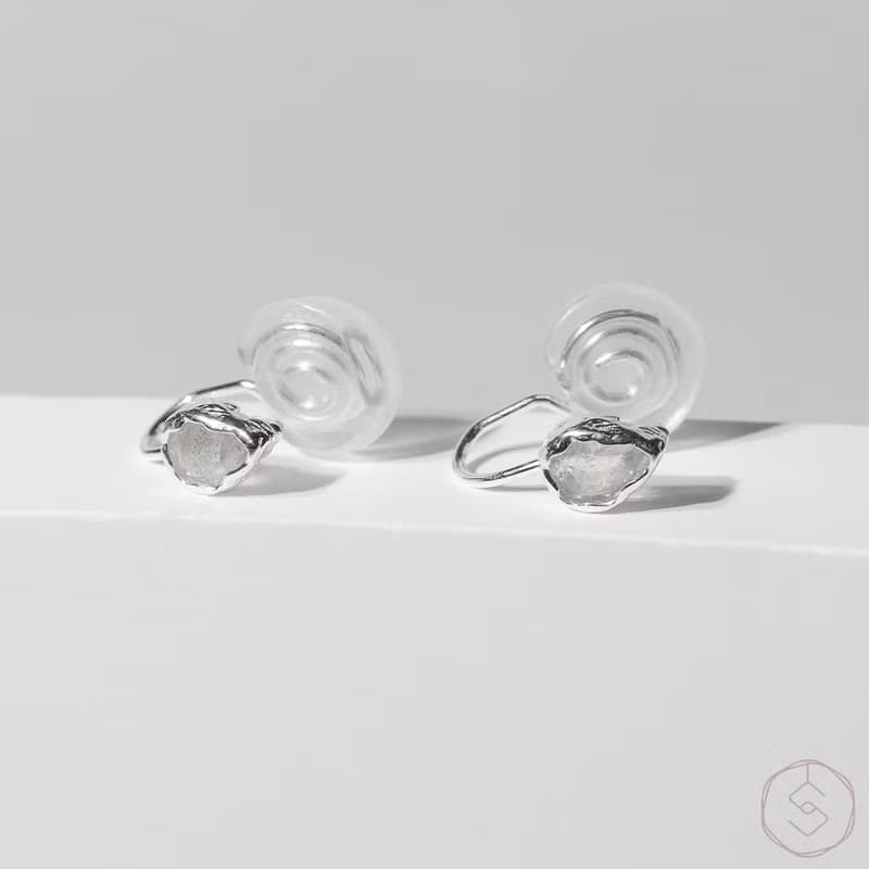 繆思MUSE | 拉長石 S925純銀 | 水滴造型耳夾