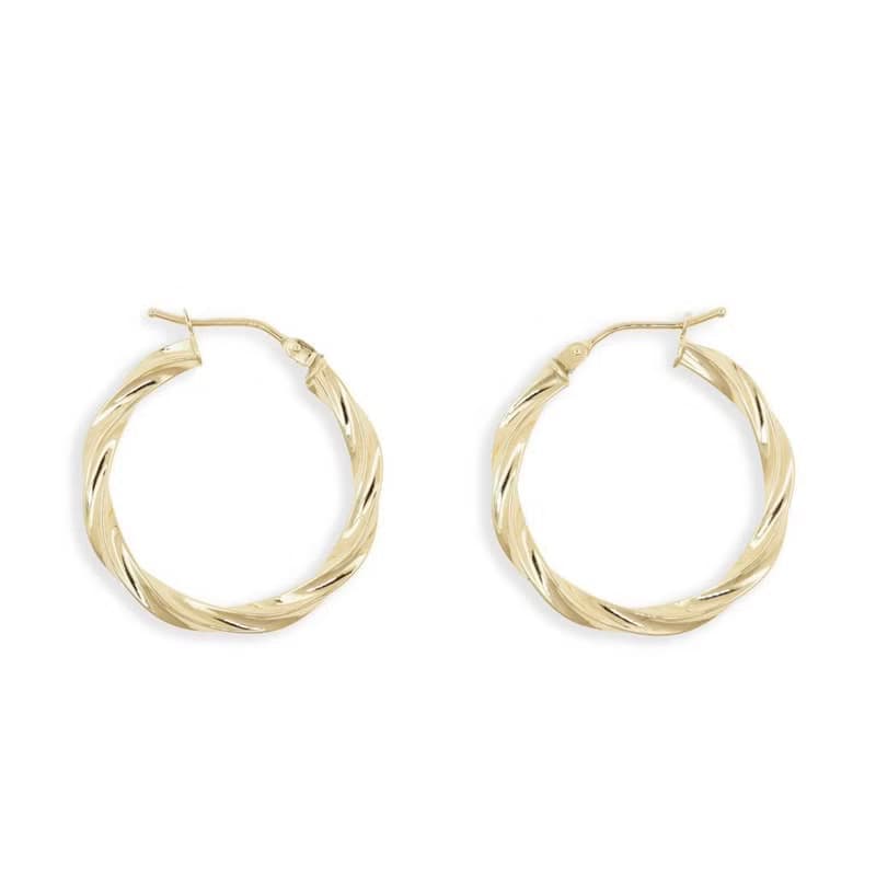 18K金意大利扭紋耳環 (M) 18K Gold Golden Rope Earrings( M)