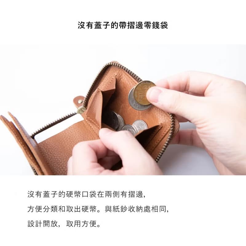 Libera拉鍊短夾 三摺式 小巧強大收納 外側卡夾層