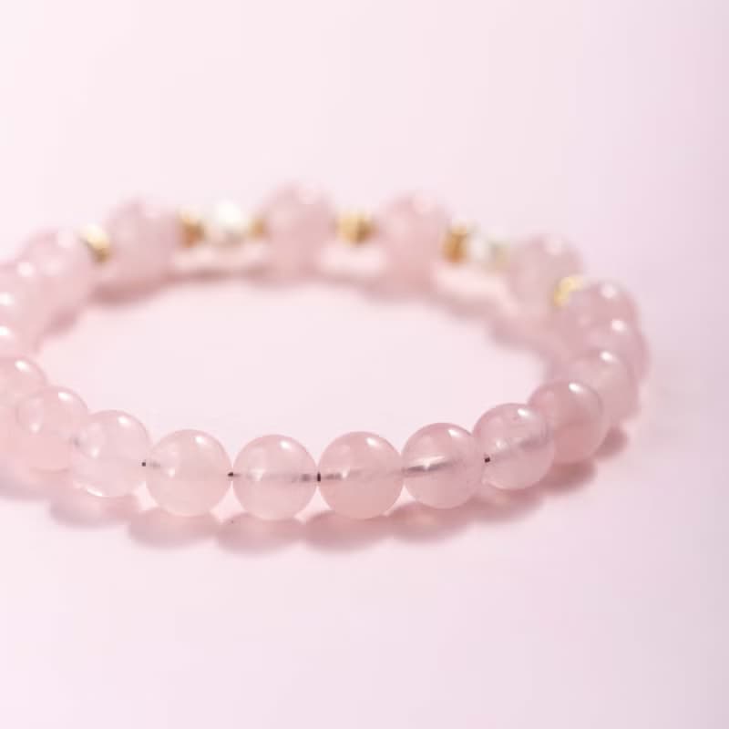 粉水晶珍珠14k包金手鍊 | 天然水晶手鍊禮物
