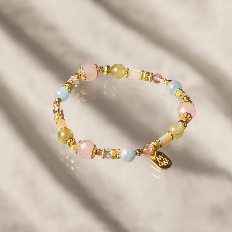 穿垮京都 // C1437粉晶沙弗萊海藍寶手鍊