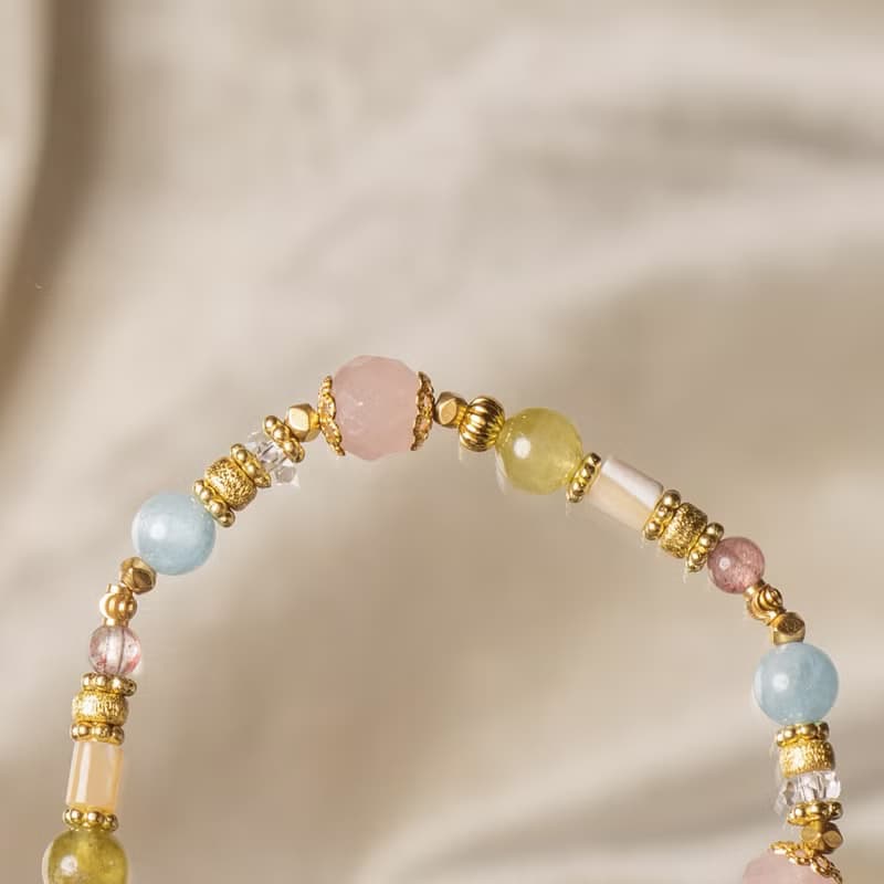 穿垮京都 // C1437粉晶沙弗萊海藍寶手鍊