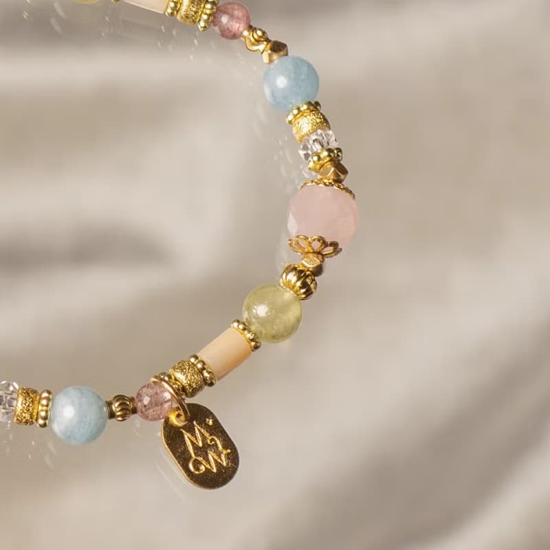 穿垮京都 // C1437粉晶沙弗萊海藍寶手鍊