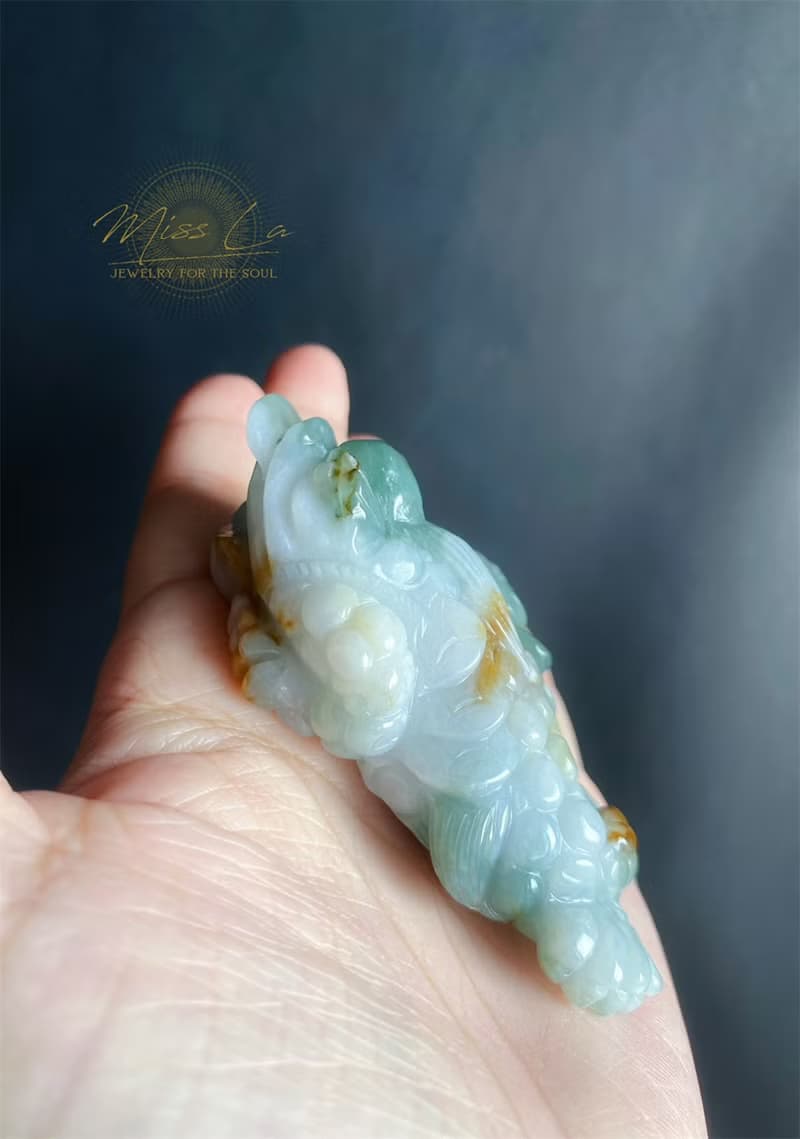 孤品 天然玉翡翠 招財富貴如意 三腳金蟾 手工雕 擺件 守護