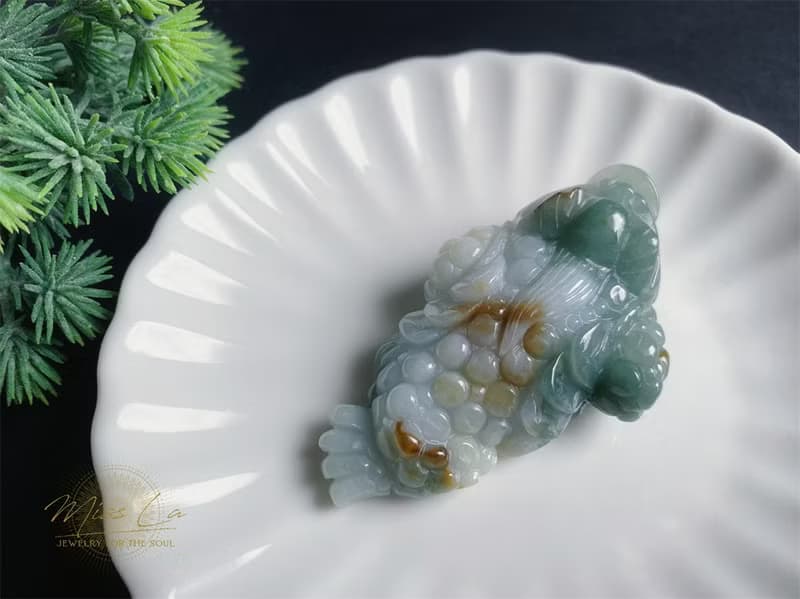 孤品 天然玉翡翠 招財富貴如意 三腳金蟾 手工雕 擺件 守護