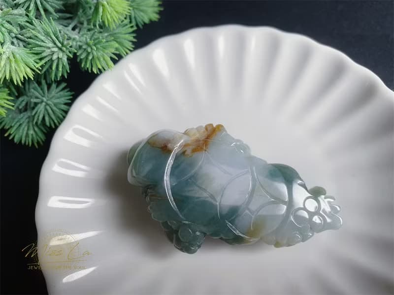 孤品 天然玉翡翠 招財富貴如意 三腳金蟾 手工雕 擺件 守護