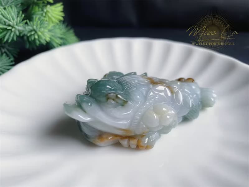 孤品 天然玉翡翠 招財富貴如意 三腳金蟾 手工雕 擺件 守護