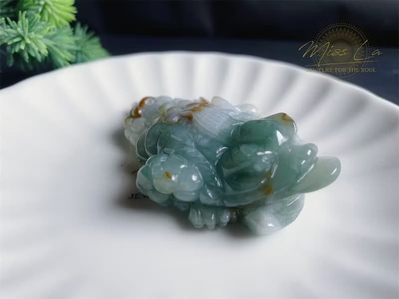 孤品 天然玉翡翠 招財富貴如意 三腳金蟾 手工雕 擺件 守護