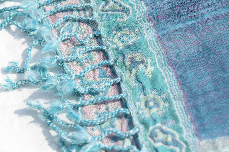 喀什米爾Cashmere刺繡羊毛披肩 針織圍巾 刺繡圍巾 克什米爾-花朵