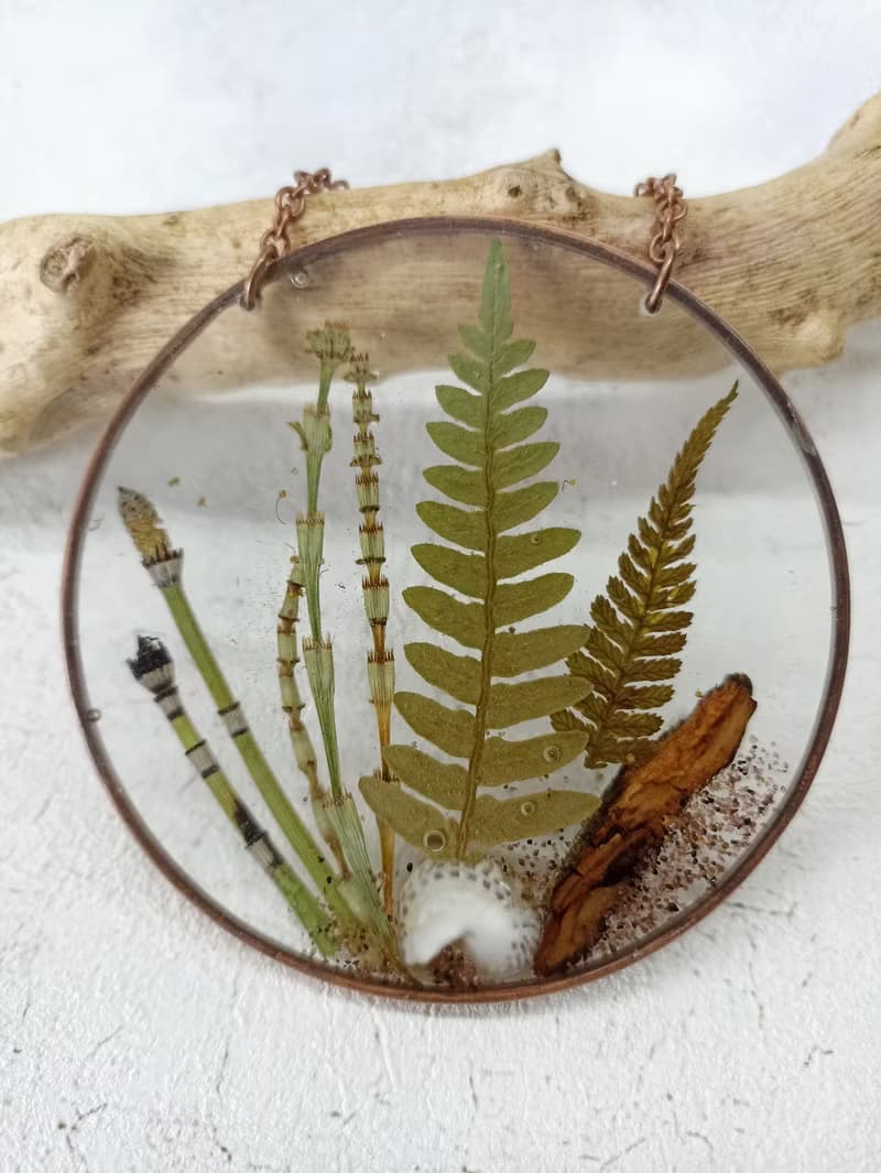 生日禮物 乾花 蕨類 壓花 Pressed flower frame with ferns / Green wall hanging