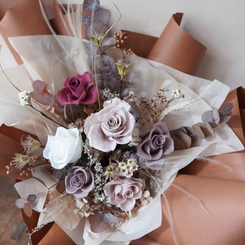 永生玫瑰花束 秋色藕粉