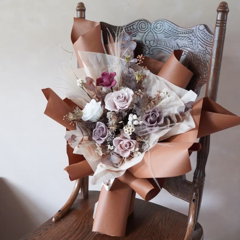 永生玫瑰花束 秋色藕粉