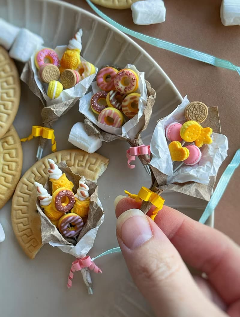 Miniature sweet bouquets a scale of 1:12