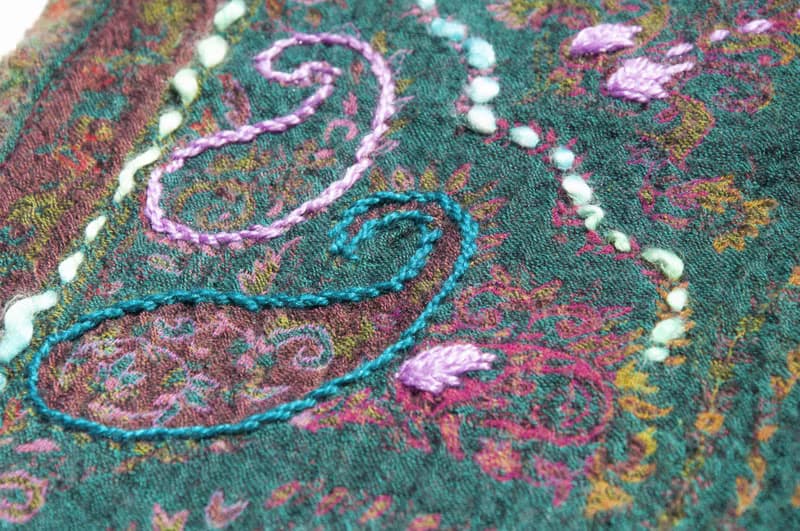 喀什米爾Cashmere/水煮羊毛披肩/針織圍巾/刺繡圍巾/羊絨披巾-花