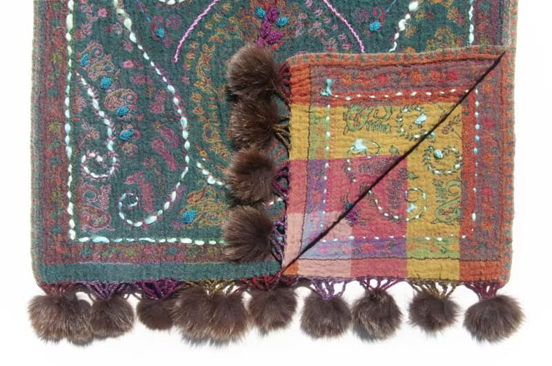 喀什米爾Cashmere/水煮羊毛披肩/針織圍巾/刺繡圍巾/羊絨披巾-花