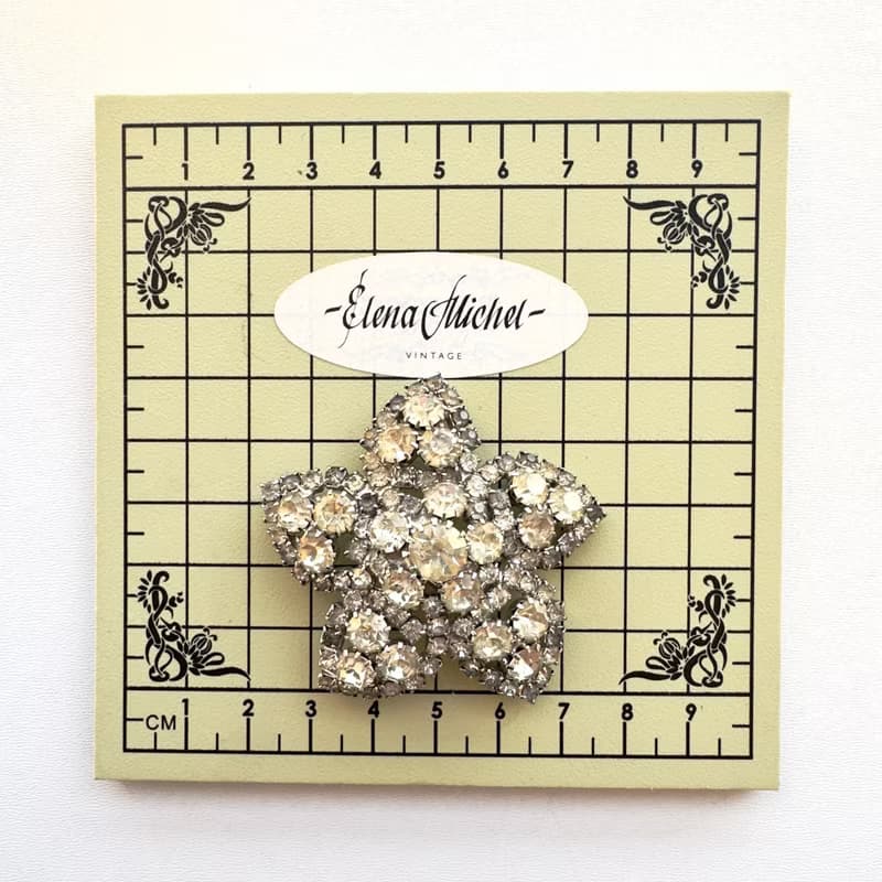 Vintage Albert Weiss Brooch signed Weiss 1960s USA clear crystals pin gift idea