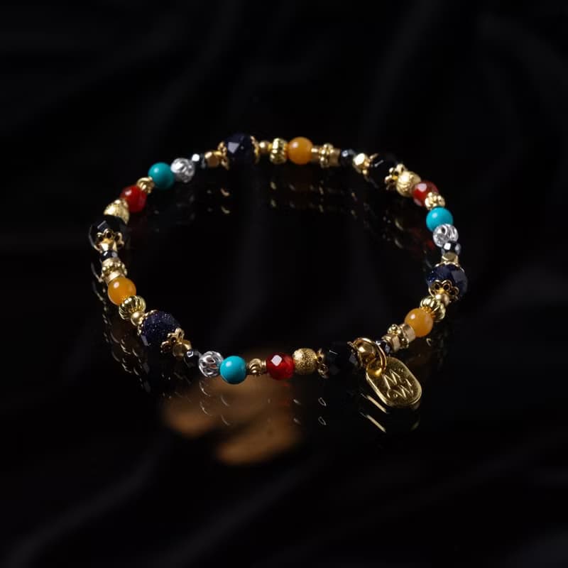 生命微小之美 // C1554藍金沙綠松石黃玉手鍊