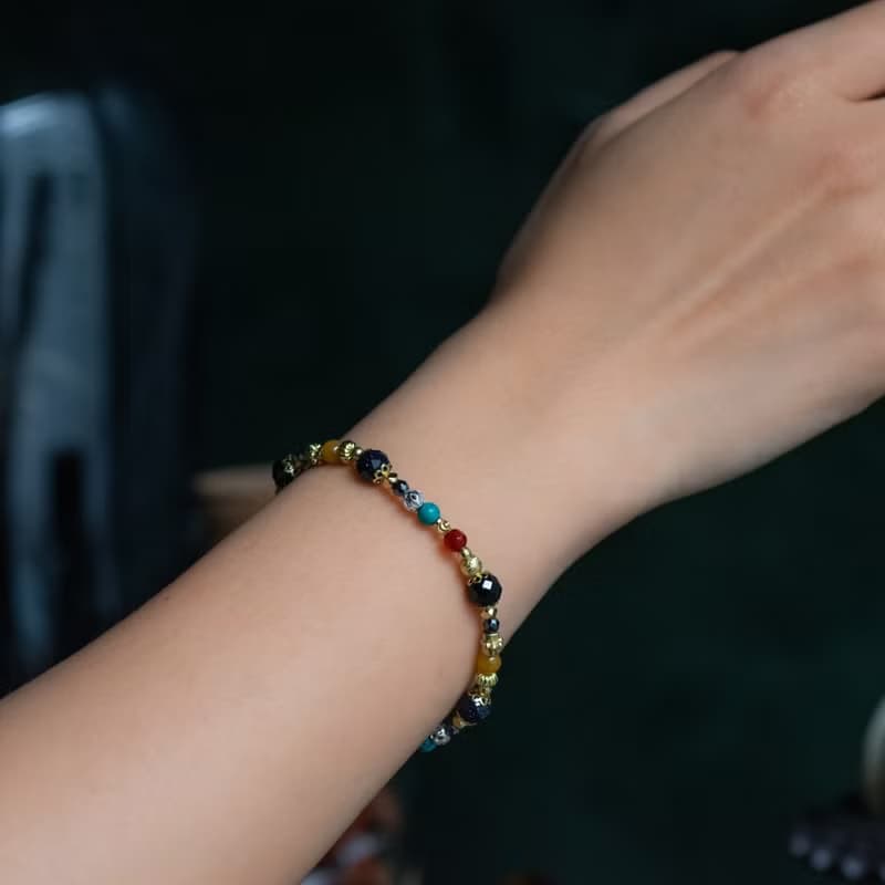 生命微小之美 // C1554藍金沙綠松石黃玉手鍊